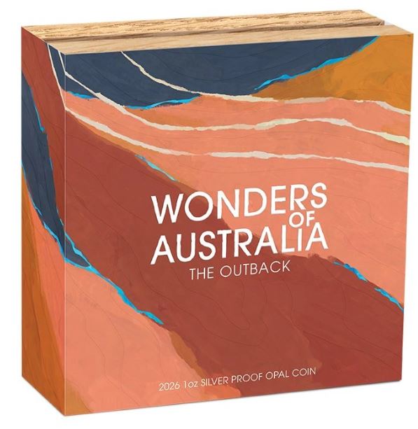 Opal-Inlay auf der Silbermünze „The Outback“ 2026
