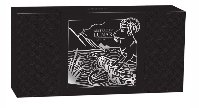 Australian Lunar Series III Jahr der Ziege 2027 3-Münzen-Silber-Proof-Set