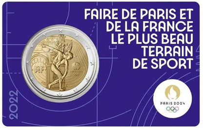 Frankreich 2 Euro Gedenkmünze 2022 Olympia 2024 Coincard lila
