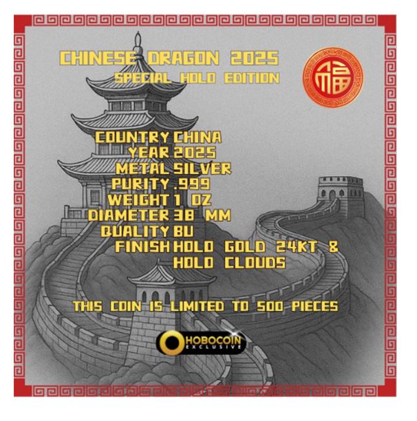 Chinese Dragon 2025 Holo Silbermünze 1 oz China