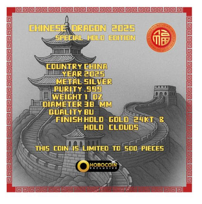 Chinese Dragon 2025 Holo Silbermünze 1 oz China