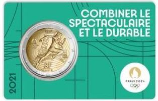 Frankreich 2 Euro 2021 Olympia 2024 Coincard grün