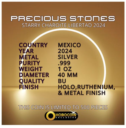Starry Charoite Libertad 2024 Silbermünze 1 oz Holo