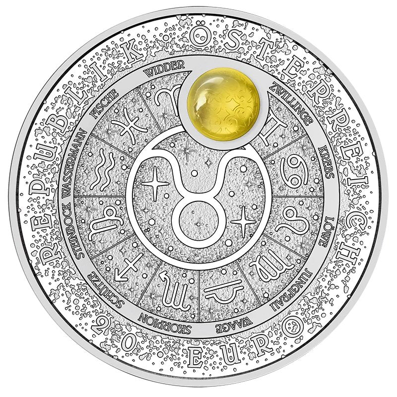 20 Euro Silbermünze Sternzeichen Stier Proof Österreich Ag 925