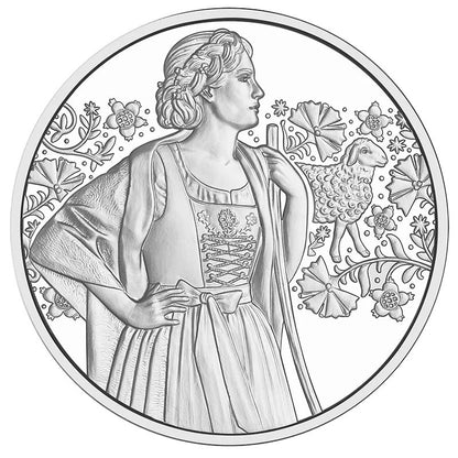 Österreich 10 Euro Aufjuchazn Loden Handgehoben Silbermünze