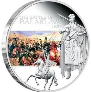 Tuvalu Schlacht von Balaklawa 2009 1 Unze Silbermünze Vorder- und Rückseite