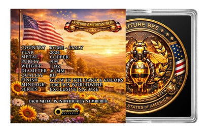 Future American Bee 2026 Kupfermünze leuchtet im Dunkeln