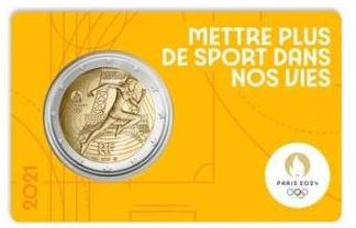 Frankreich 2 Euro 2021 Olympia 2024 Coincard gelb
