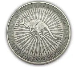 Alt-Text: Australien Känguru 2023 1 Unze Silbermünze Antik veredelt