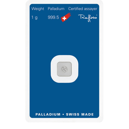 Schweiz - 1 g Palladium Barren Argor-Heraeus