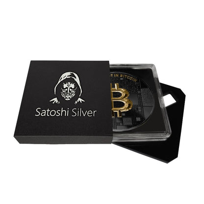 Satoshi Silver - #4 Fish Bitcoin Schwarzes Ruthenium + Gold in ApoPAXX