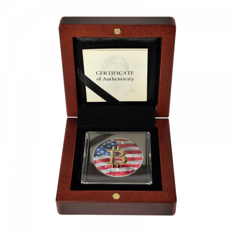 Satoshi Silver - Bitcoin Nations USA im Holz Etui