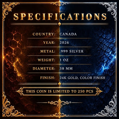 Harmony of Opposites Maple Leaf 2026 1 oz Silber 24K Gold Color
