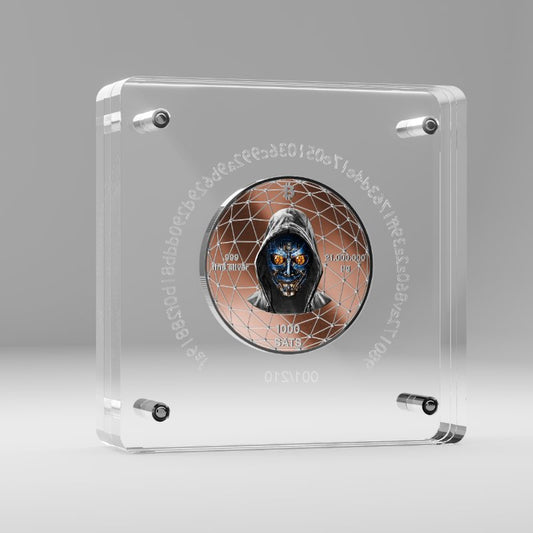 Satoshi Silver 2026 - #8 Humpback Bitcoin in Acrylbox