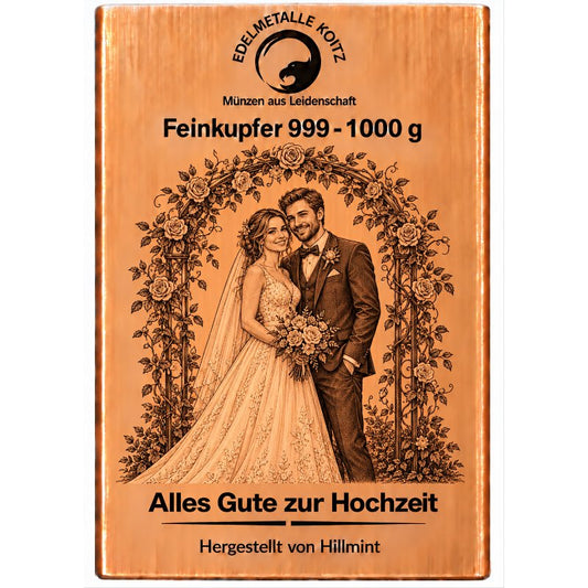 Personalisierter 1kg Kupferbarren mit Wunschfoto - 5 Stück