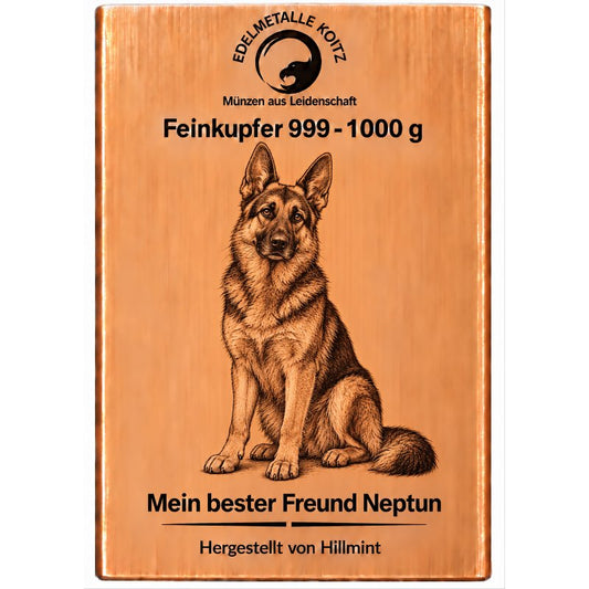 Personalisierter 1kg Kupferbarren mit Wunschfoto - 3 Stück