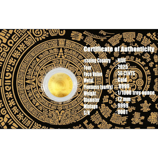 Azteken Kalender Goldmünze 2025