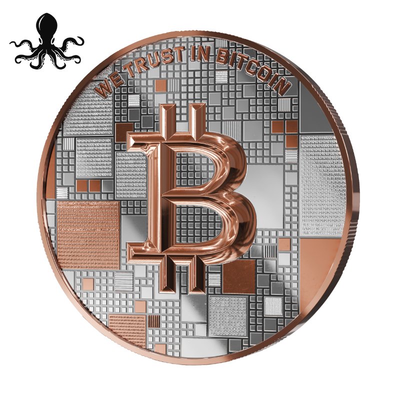 Satoshi Silver 2026 - #3 Octopus Bitcoin im Holz Etui