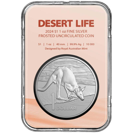 1 oz Silbermünze 2024 – Kangaroo Series „Desert Life“, Australien


