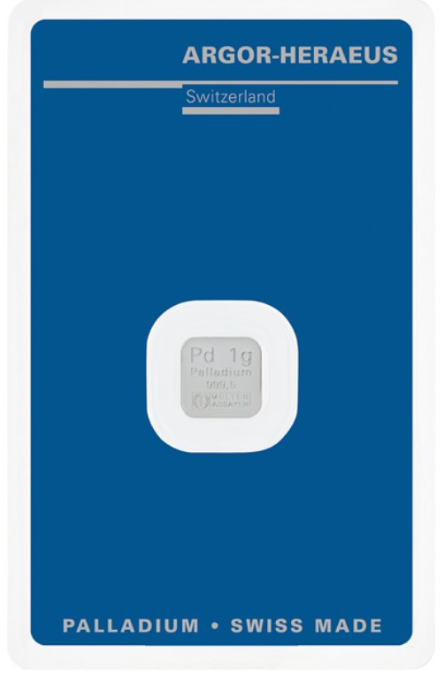 Schweiz - 1 g Palladium Barren Argor-Heraeus