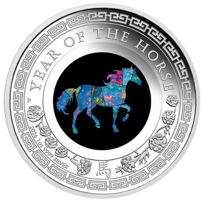 Lunar III Jahr des Pferdes 2026 Proof Opal Silbermünze