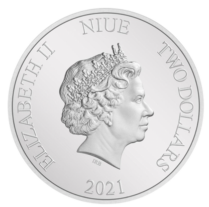 Mickey Maus Weihnachtsmünze 2021 1 oz Silber PP farbig Niue