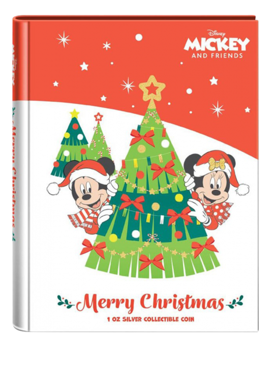 Mickey Maus Weihnachtsmünze 2021 1 oz Silber PP farbig Niue