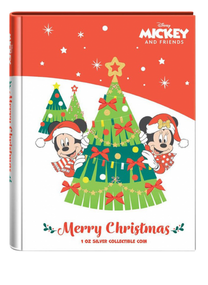 Mickey Maus Weihnachtsmünze 2021 1 oz Silber PP farbig Niue