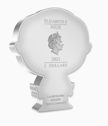 Niue 2 NZD Silbermünze Aquaman Chibi 2021 PP coloriert