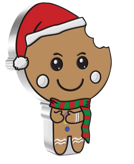 Niue 2 NZD Silbermünze Chibi Lebkuchenmann 2021 PP coloriert
