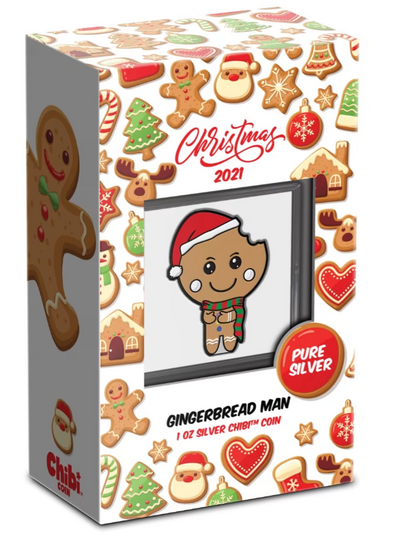 Niue 2 NZD Silbermünze Chibi Lebkuchenmann 2021 PP coloriert