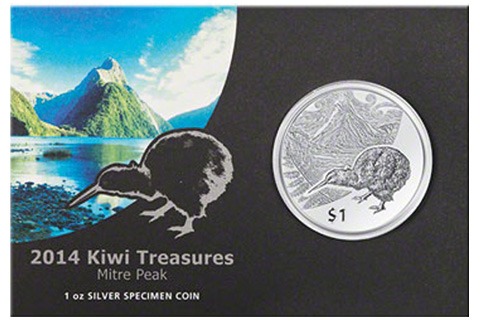 Neuseeland 1 Dollar Silbermünze Kiwi Mitre Peak Reverse Proof
