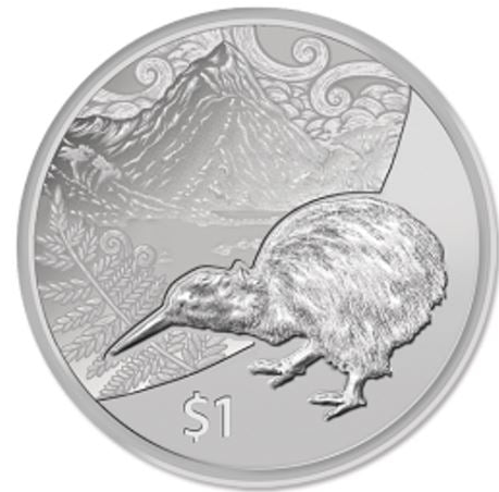 Neuseeland 1 Dollar Silbermünze Kiwi Mitre Peak Reverse Proof