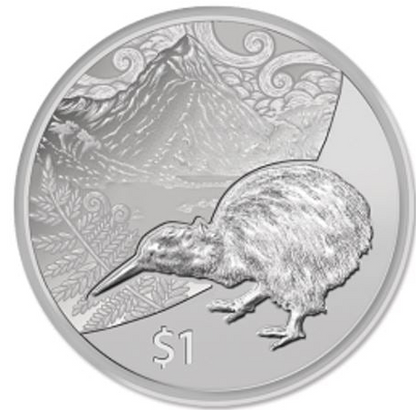 Neuseeland 1 Dollar Silbermünze Kiwi Mitre Peak Reverse Proof