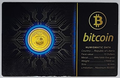 Liberia 12 Dollar Bitcoin Goldmünze 2026 1/1000 oz