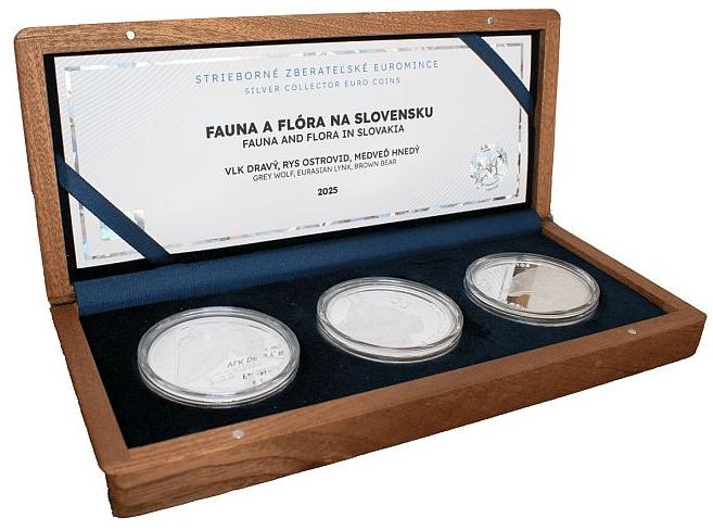 Slowakei 3x3,33 Euro 2025 Flora Fauna Set Wolf Luchs Bär