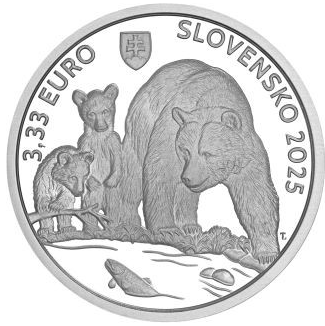 Slowakei 3x3,33 Euro 2025 Flora Fauna Set Wolf Luchs Bär