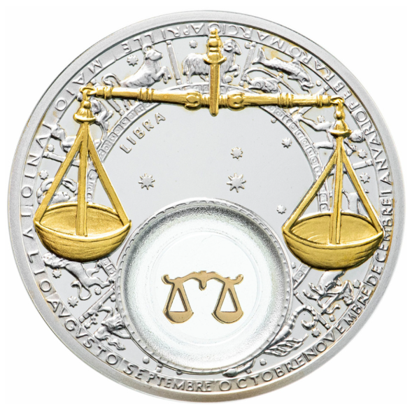 Belarus 20 Rubel 2013 Sternzeichen Waage Silber PP vergoldet