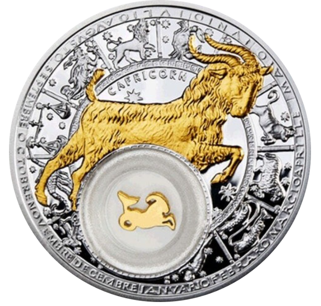 Belarus 20 Rubel 2013 Sternzeichen Capricorn Silber PP vergoldet