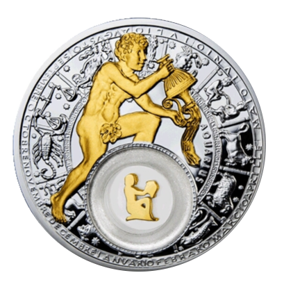 Belarus 20 Rubel 2013 Sternzeichen Wassermann Silber PP vergoldet