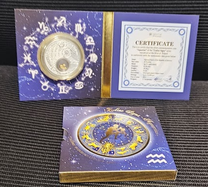 Belarus 20 Rubel 2013 Sternzeichen Wassermann Silber PP vergoldet