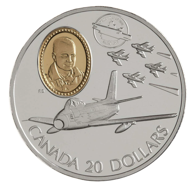 Kanada 20 Dollars 1997 F-86 Sabre Silber Proof vergoldet