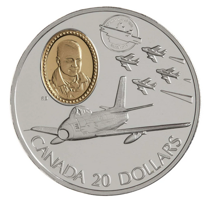 Kanada 20 Dollars 1997 F-86 Sabre Silber Proof vergoldet