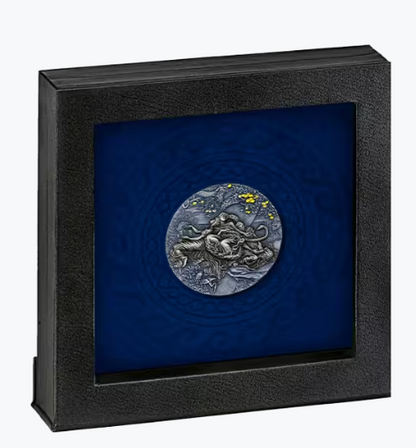 Garden of the Hesperides 2023 2 oz Silbermünze Antique Finish mit Vergoldung