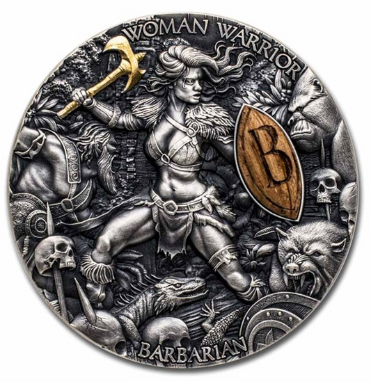 Niue 2024 Barbarian Woman Warrior 2 oz Silber High Relief