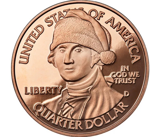 Santa George 1 oz Kupfermedaille mit Washington und Weihnachtsmütze