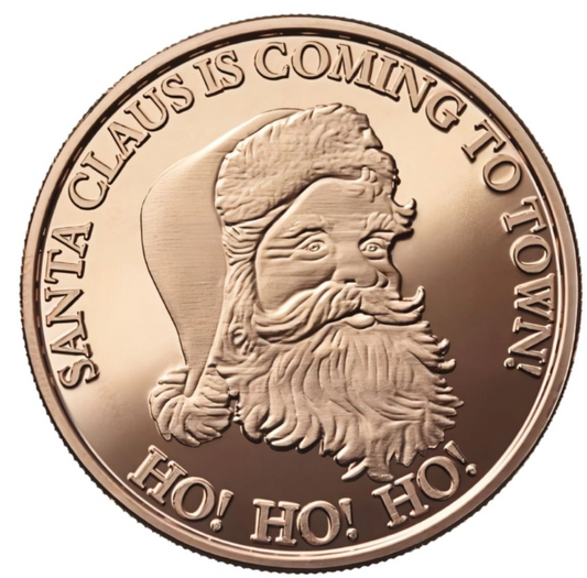 Santa Ho Ho Ho 1 oz Kupfermedaille Weihnachtsmotiv