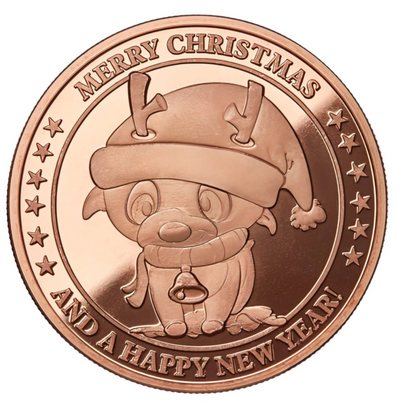 Baby Cartoon Rudolph 1 oz Kupfermedaille Weihnachtsmotiv