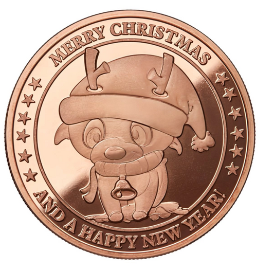 Baby Cartoon Rudolph 1 oz Kupfermedaille Weihnachtsmotiv