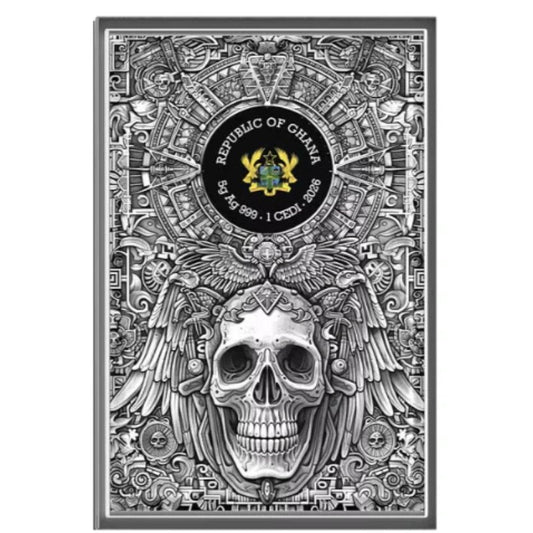 Ghana - Silberprägung  5g Skull of the Fifth Sun